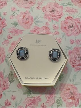 Moonstone and Hema Stud Earrings - Bomb Party - Lanterns in Voices